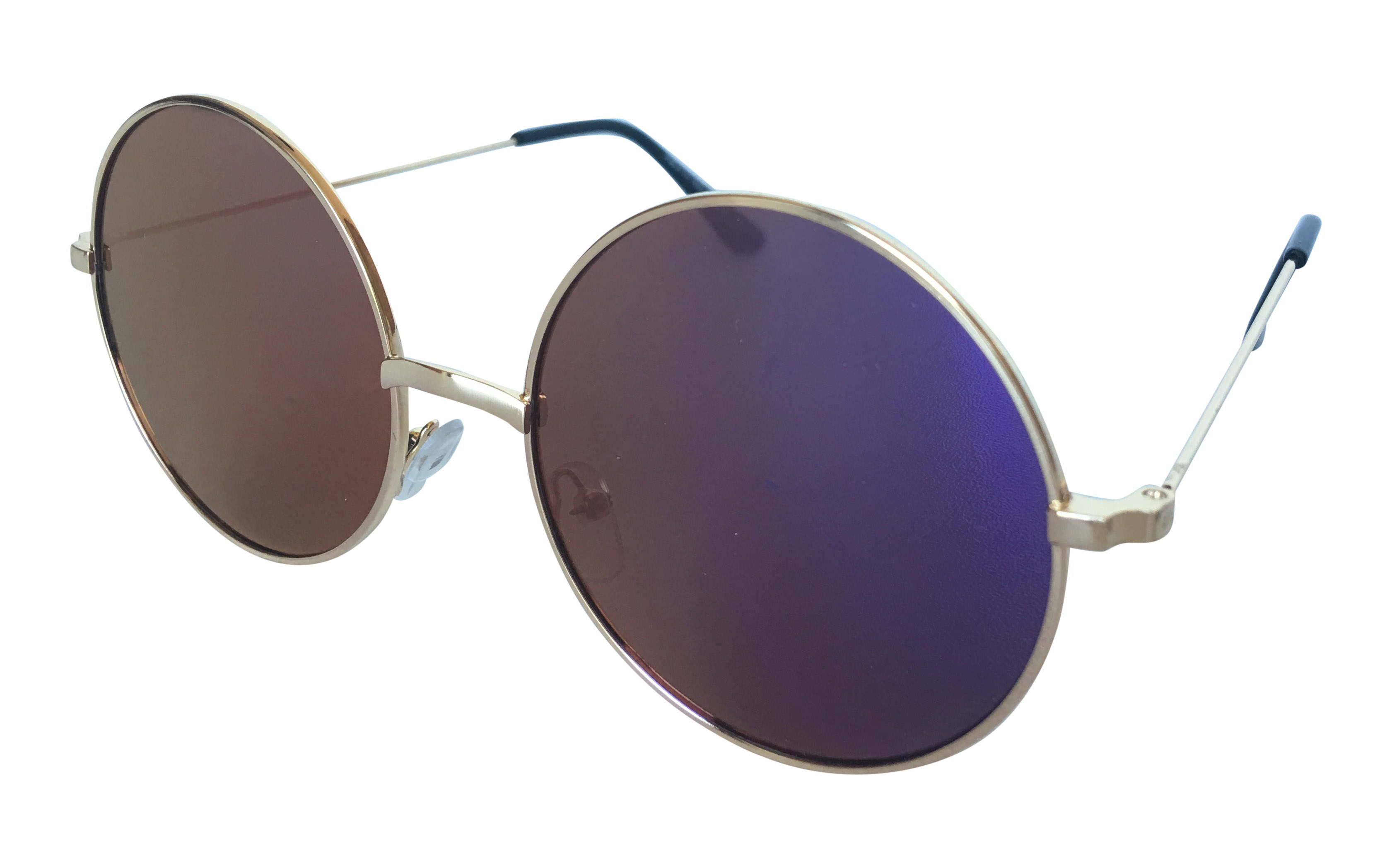 Guldfarvet John lennon solbriller med lilla-fersken changerende linser. | festival-solbriller-2