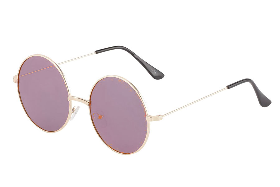 Guldfarvet John lennon solbriller med lilla-fersken changerende linser. | billige-solbrille-nyheder
