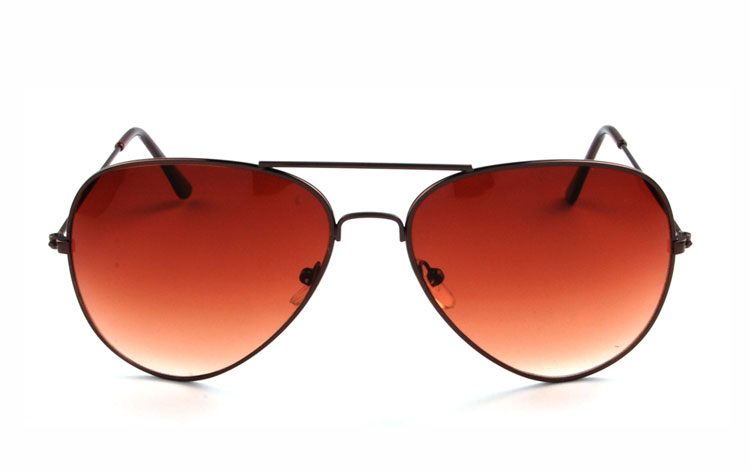 Aviator / pilot solbrille i mørk kobberfarvet metal stel med brune glas | solbriller_kvinder-2