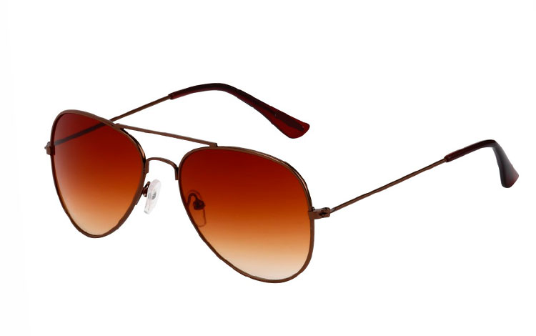 BØRNE aviator solbriler i brunt stel med brune glas | billige-solbrille-nyheder