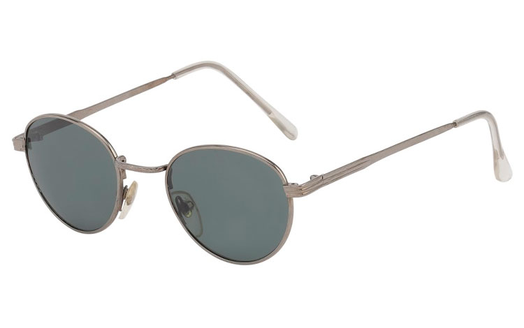 Rund solbrille mørk sølv | billige-solbrille-nyheder