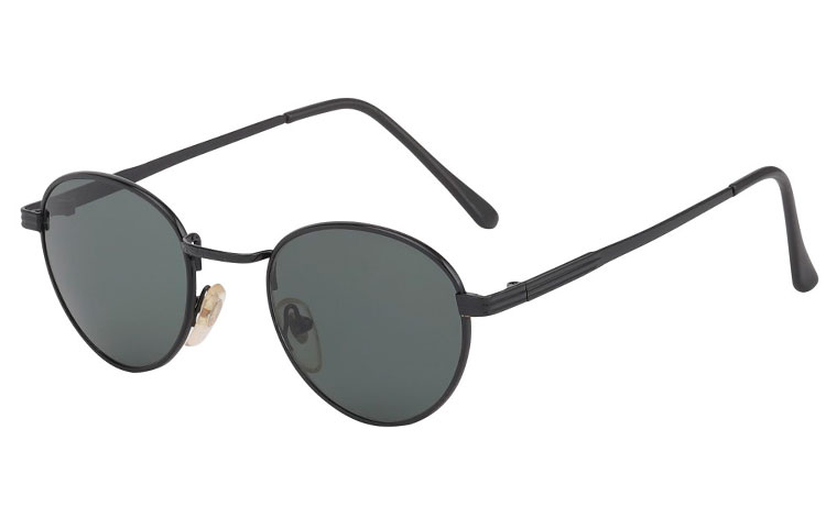 Rund sort solbrille med sorte-grønne linser | runde_solbriller