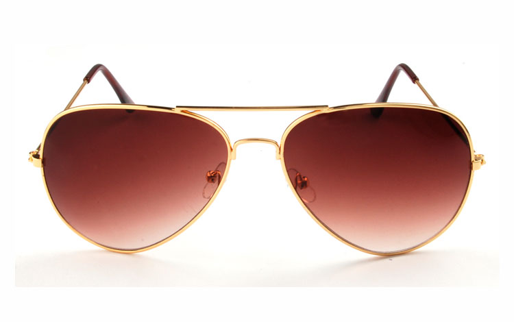 Billig aviator / Pilot solbrille i klassisk design. Guldfarvet stel.  | search-2