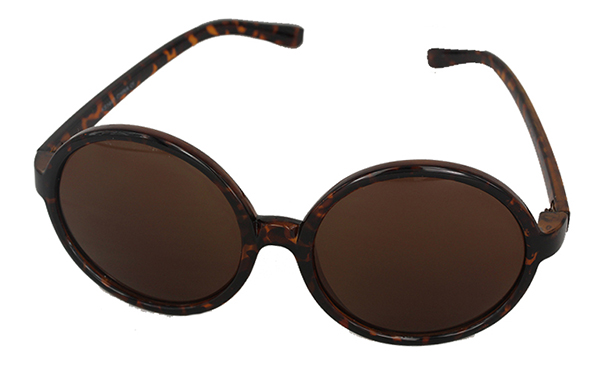Mørkbrun rund solbrille i stort design | runde_solbriller