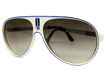 Hvid millionaire solbrille med blå streg | search