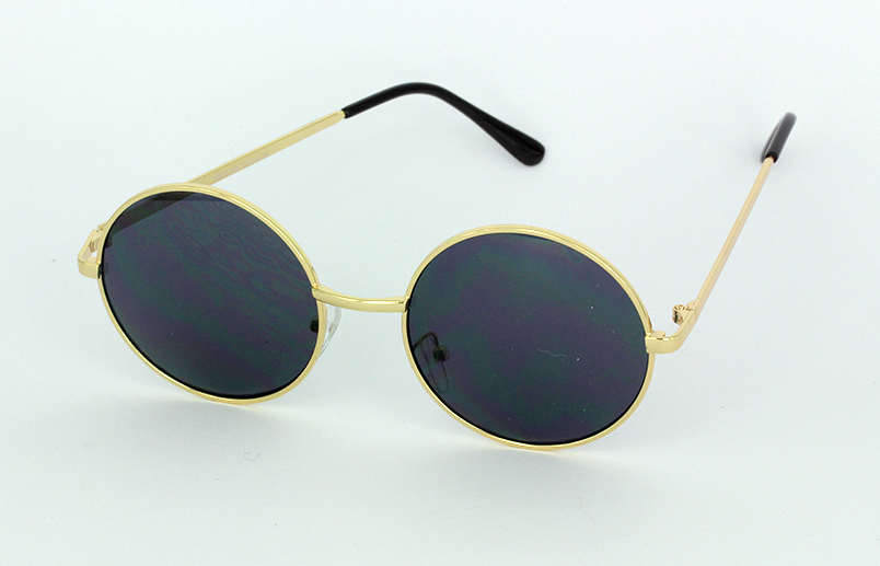 Guld klassisk rund lennon solbrille | billige-solbrille-nyheder