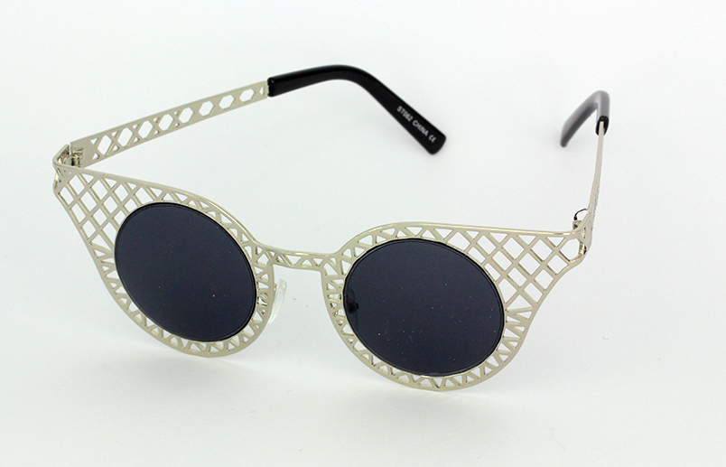 Cateye solbrille i sølv gitter | cat_eye_solbriller