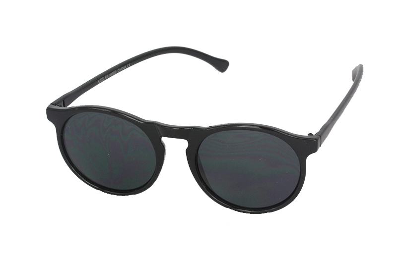 Rund sort blank solbrille | runde_solbriller
