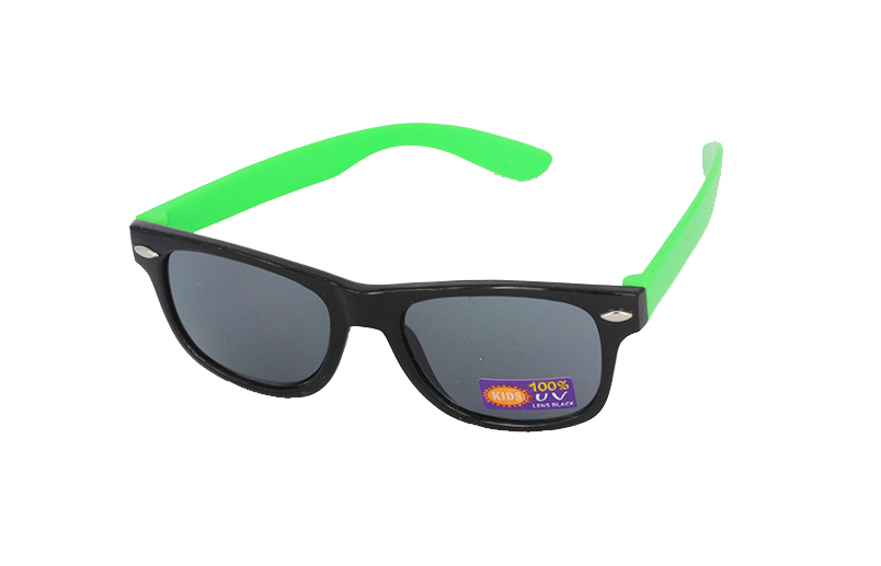 Sort / neongrøn børne solbrille | boerne_solbriller