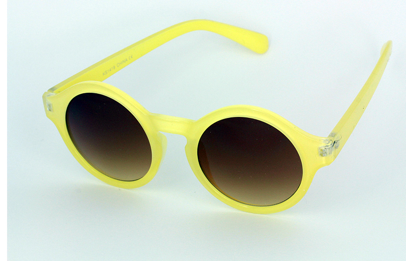 Rund lækker solbrille i lysgul moderigtig design | retro_vintage_solbriller