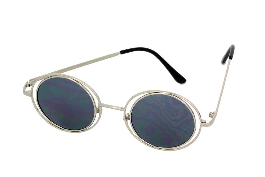 Sølvfarvet rund lennon solbrille i eksklusiv model | runde_solbriller