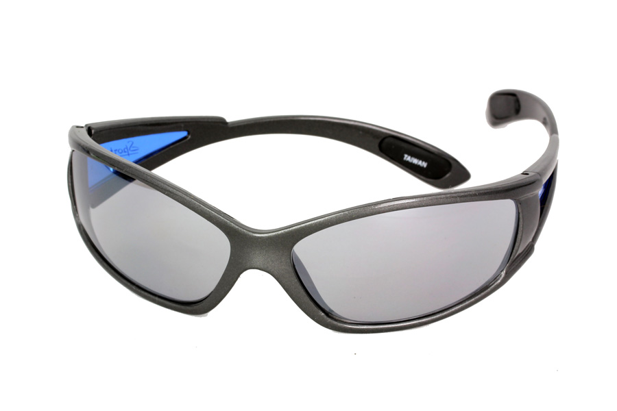 Mørk løbe / sport solbrille med blå sider | ski_racer_solbriller
