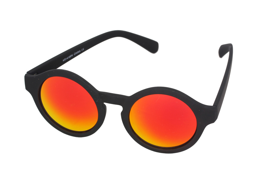 Solbrille moden lige nu. Rund sort mat solbrille med spejlglas | search