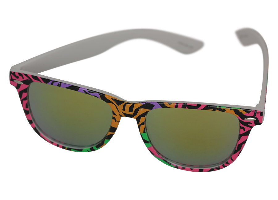 Wayfarer solbrille med multifarvet dyreprint og spejlglas | search
