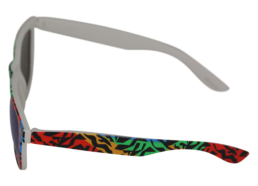 Multifarvet wayfarer solbrille med dyreprint og farvet spejlglas | retro_vintage_solbriller-2