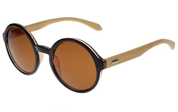 Stor rund solbrille med bambus stænger. Meget moderigtig solbrille | tr%C3%A6-solbriller-bambus