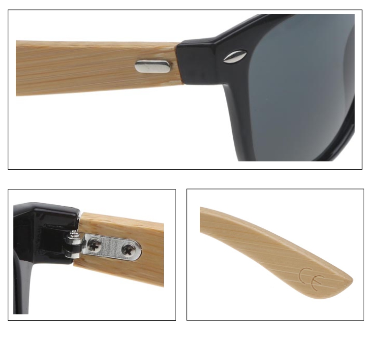 Moderigtig wayfarer solbrille i sort design med håndlavet bambus stænger. Robust og fantastisk kvalitet. Kun 199 kr. | enkelt-klassisk-design-2
