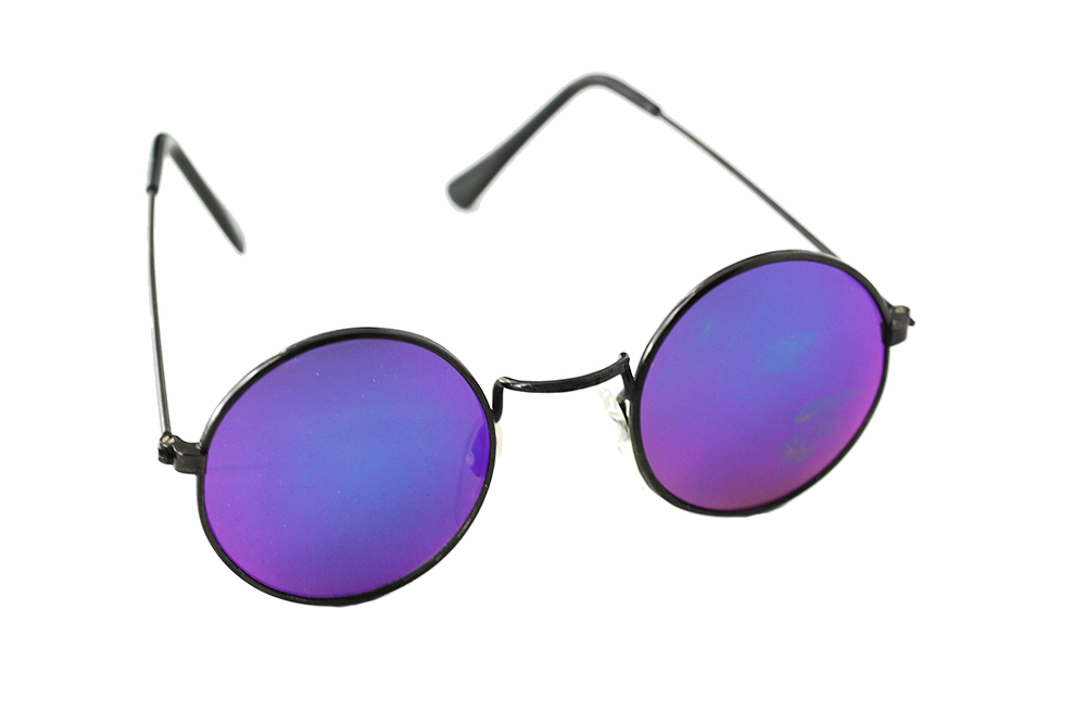 Runde solbriller. Metal stel i sort m/ multifarvet glas. Bestil her. | retro_vintage_solbriller