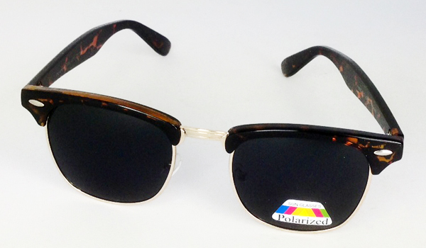 Clubmaster solbriller med polaroiserede linser, mørke glas. Leopard brun plastik stel | search