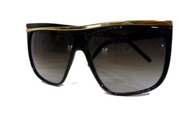 Asymetriske solbriller i sort m/guld øverst | search