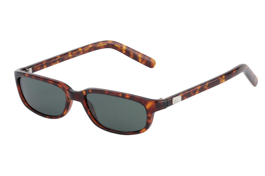 90´er modebrillen, den smalle firkantede brille i enkelt design med mørke linser. Stellet er i rødbrunt skildpadde / leopard farve | festival-solbriller