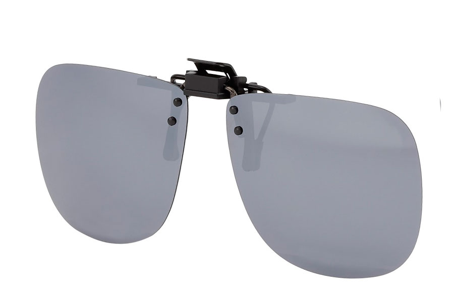 Polaroid clip-on solbriller med sølvfarvet spejlglas | clip-on-solbriller