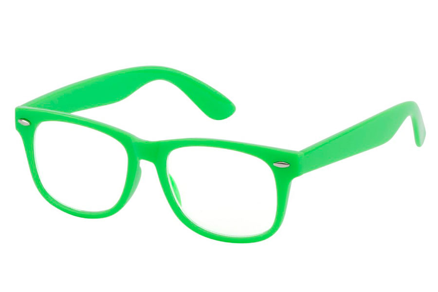 BØRNE brille i neongrøn med klart glas uden styrke. | boerne_solbriller