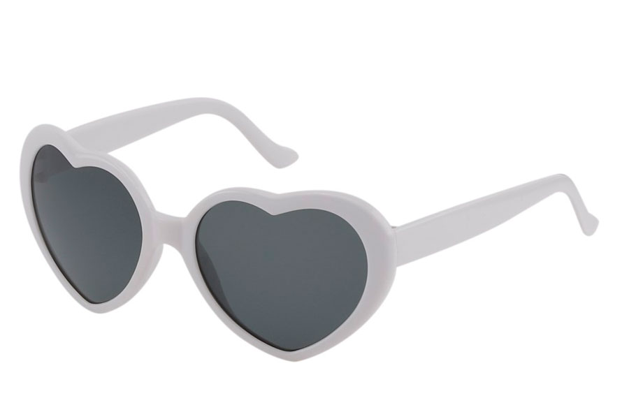 Hvid hjerte solbrille | sjove_udklaednings_briller