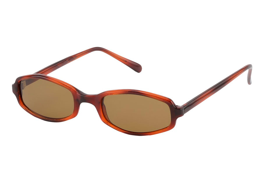 90´er modebrillen, den smalle firkantede brille i enkelt design med lyse linser. Stellet er rødligt skildpadde / leoprad mønstret | solbriller_kvinder
