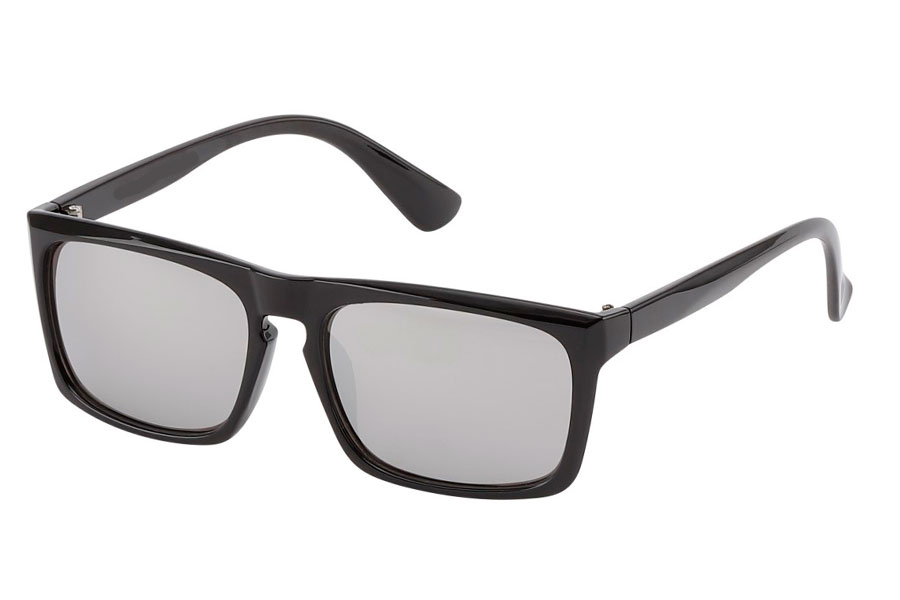Hurtigbrillen. Sort solbrille i råt maskulint design med sølvfarvet spejlglas. | solbriller_maend