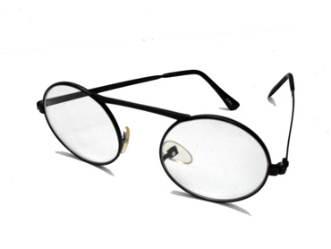 Rund sort brille med klart glas | klar_glas_briller