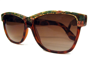 Brun / tortoise retro-vintage solbrille med blomsterprint øverst | retro_vintage_solbriller