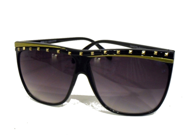 Solbrille m/ nitte design øverst. Sort m/ guld | retro_vintage_solbriller