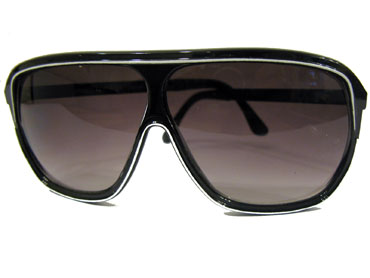 Sort solbrille i aviator-stil m/hvid stribe | search