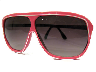 Pink / lyserød aviator solbrille m/ hvid stribe hele vejen rundt | search