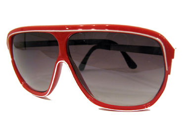Rød aviator retro solbrille m/ hvid stribe hele vejen rundt | millionaire_aviator_solbriller