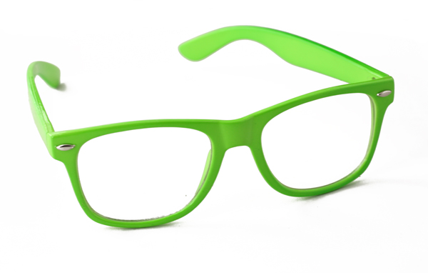 Lysgrøn / neongrøn brille uden styrke i wayfarer look | klar_glas_briller