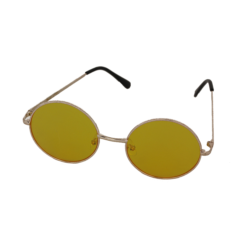 Gul solbrille i rundt lennon look | solbriller-farvet-glas