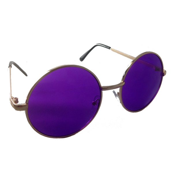 Rund solbrile i lennon design med lilla glas | billige-solbrille-nyheder
