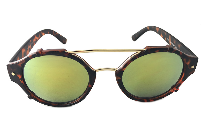 fed rund solbrille med mat stel og farvet changerende spejlglas. Køb dem online her i vores solbrille webshop. | festival-solbriller