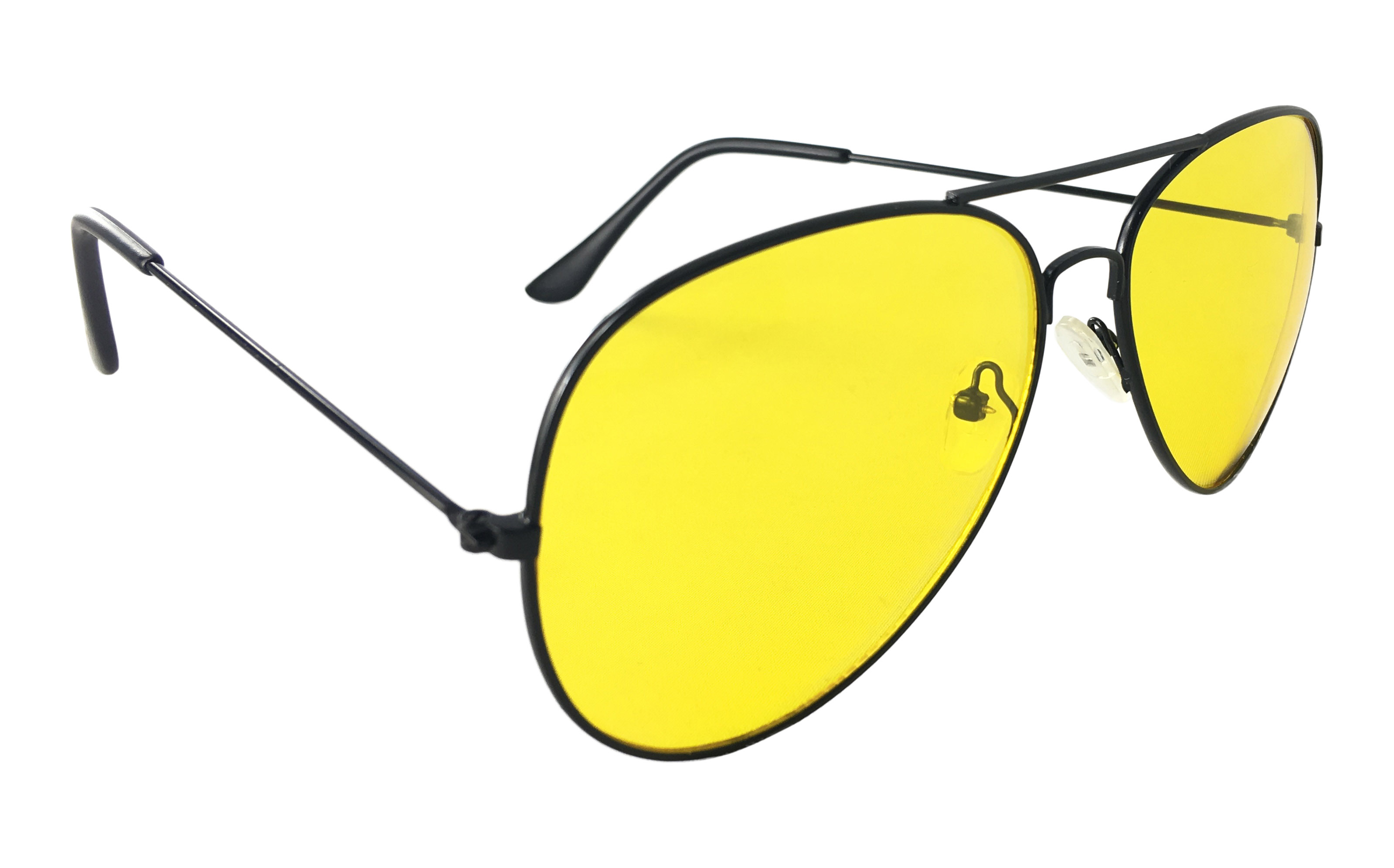 Aviator solbrille med gult brilleglas. Perfekt til kørebrille især om natten. Kendt som nat brille, velegnet til natkørsel | -2