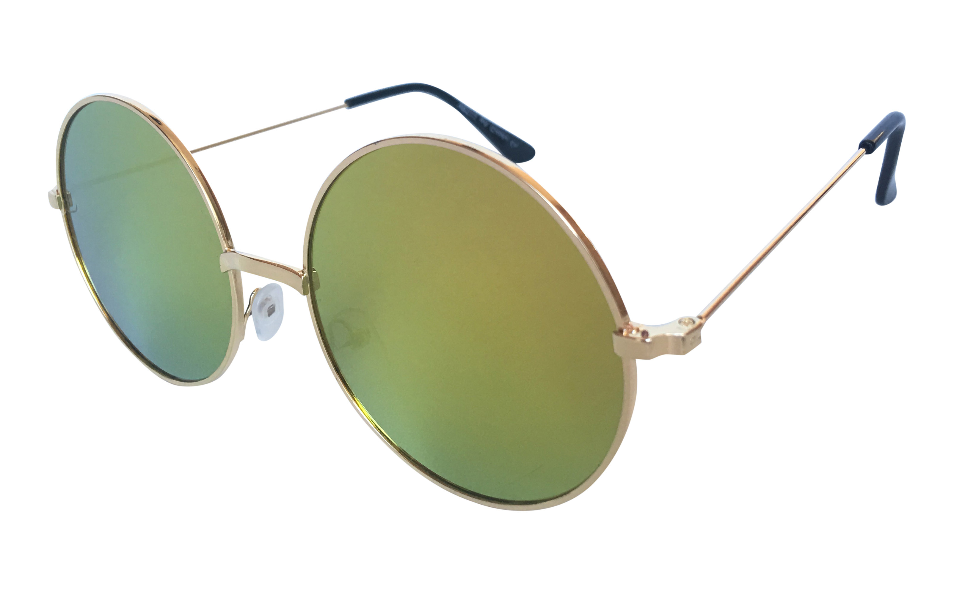 Hippie flower power solbrille i guld stel med farvet spejlglas. | billige-solbrille-nyheder-2