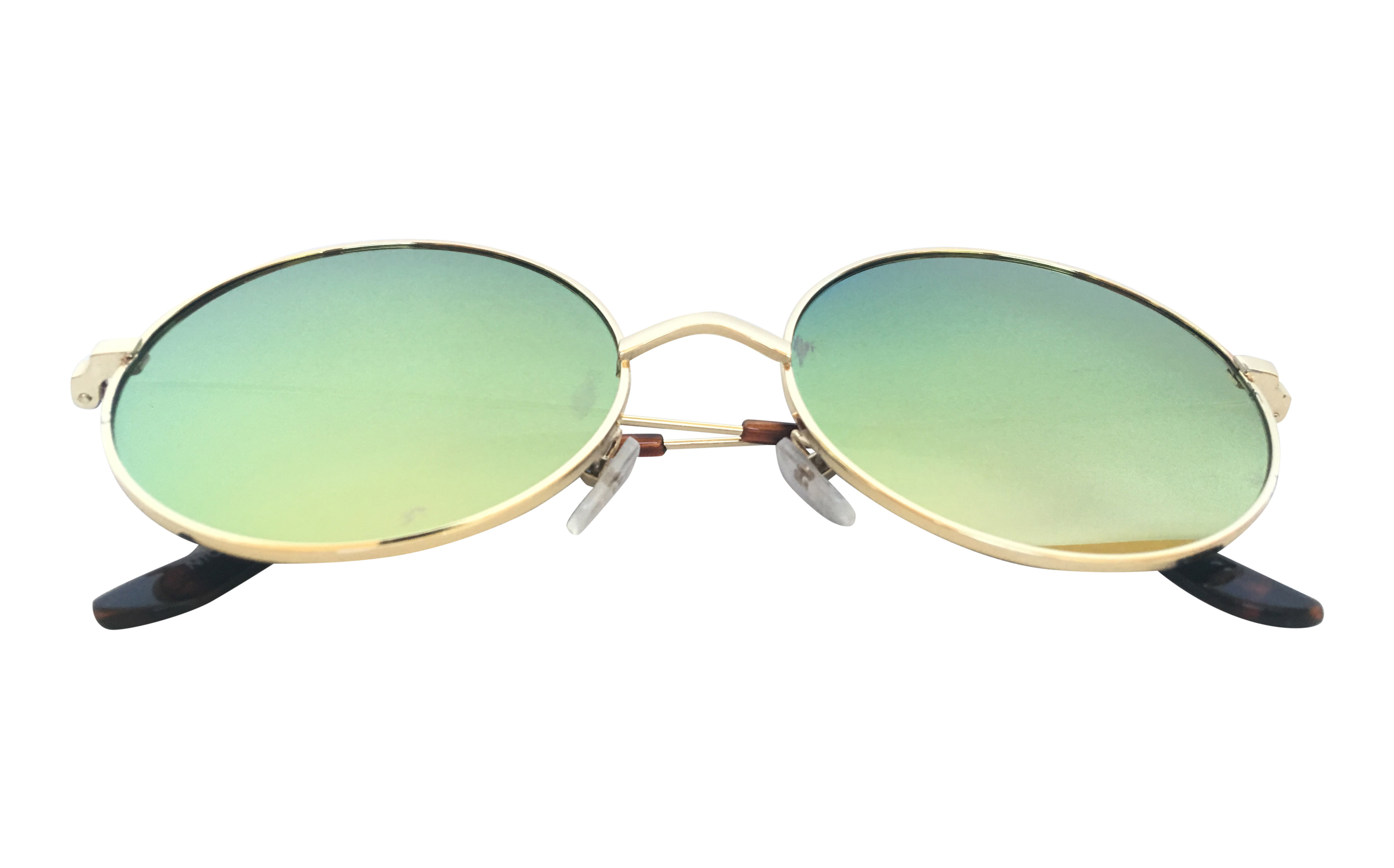 Hippie flower power solbrille i guld stel med farvet spejlglas. | festival-solbriller-3