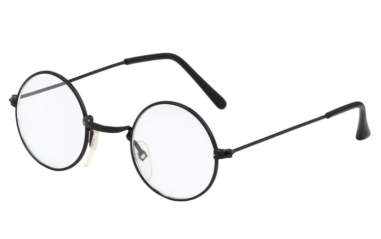 Sort metal brille uden styrke i rundt design. | search