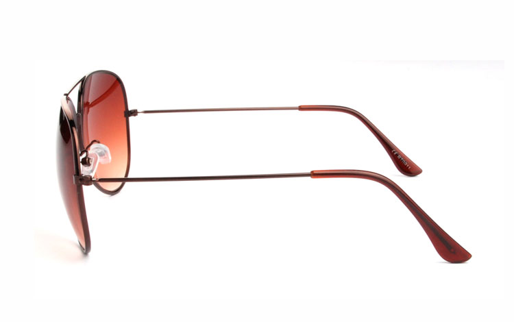 Aviator / pilot solbrille i mørk kobberfarvet metal stel med brune glas | search-3