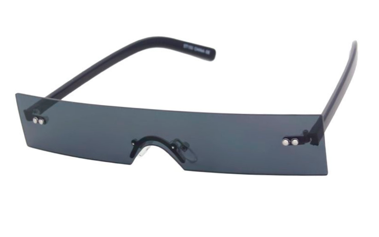 Solbrillen er one-piece design, helt uden ramme/stel omkring selve glassene. - Hele solbrillen ér glassene | solbriller_med_moerkt_glas