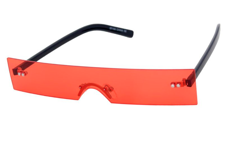  Solbrillen er one-piece design, helt uden ramme/stel omkring selve glassene. - Hele solbrillen ér glassene | solbriller-farvet-glas
