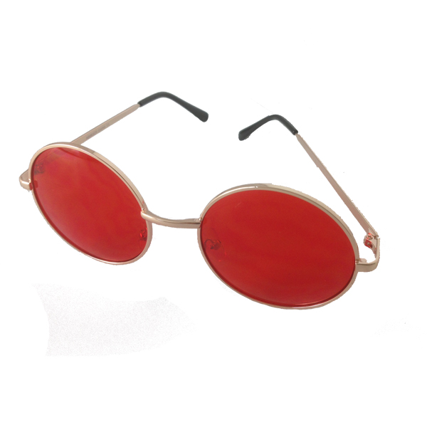 Rund lennon solbrille med rødt glas | sjove_udklaednings_briller-2