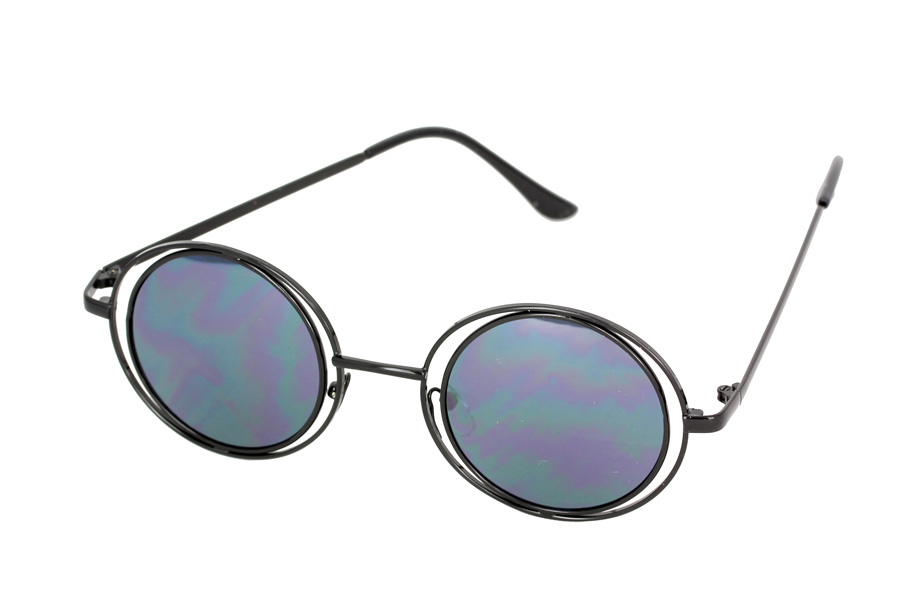 Eksklusiv Lennon rund solbrille i sort design | runde_solbriller