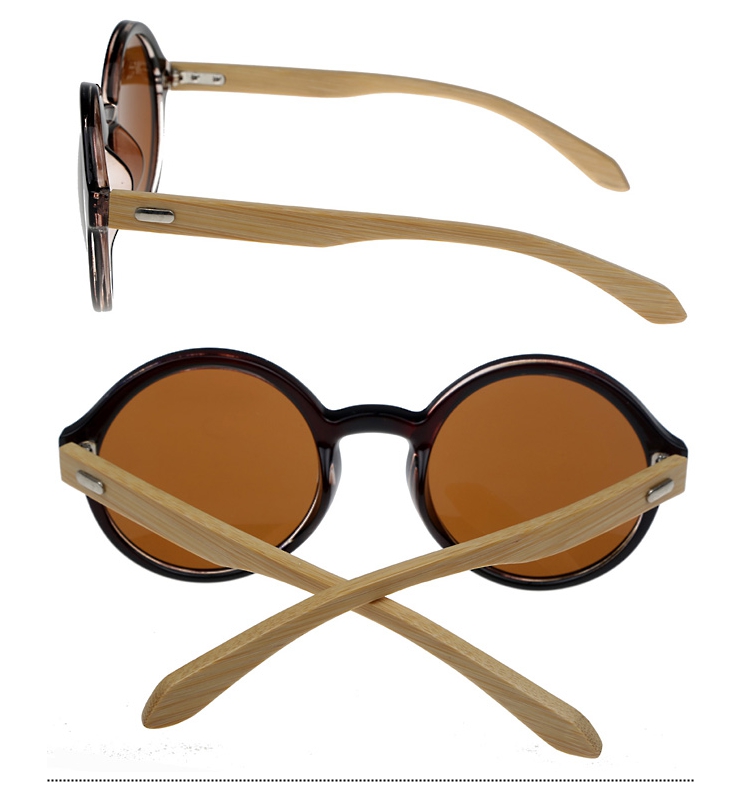 Stor rund solbrille med bambus stænger. Meget moderigtig solbrille | search-2